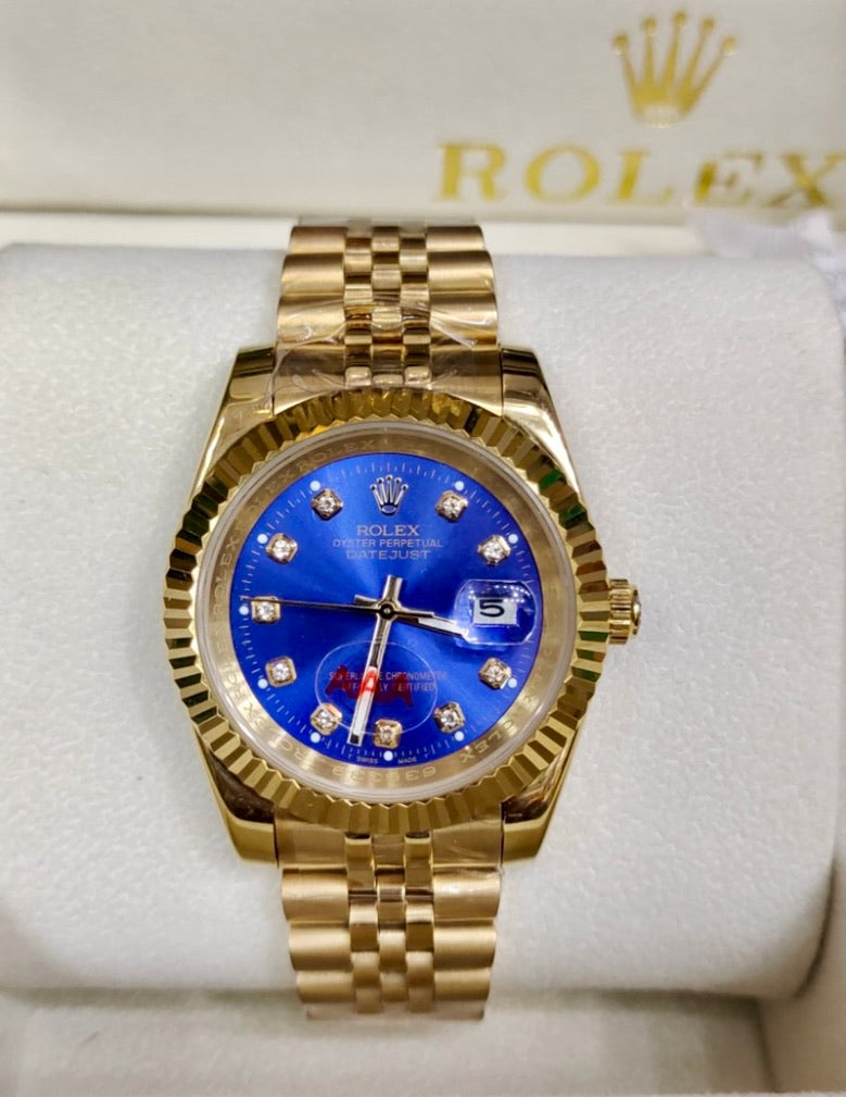 Rolex Watch | Golden Strap | Blue Dial