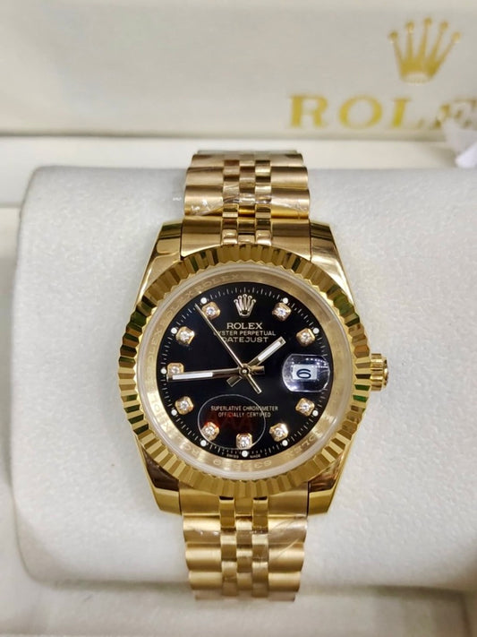 Rolex Watch | Golden Strap | Black Dial