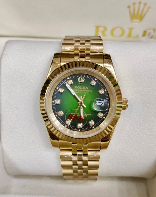 Rolex Watch | Golden Strap | Green Dial