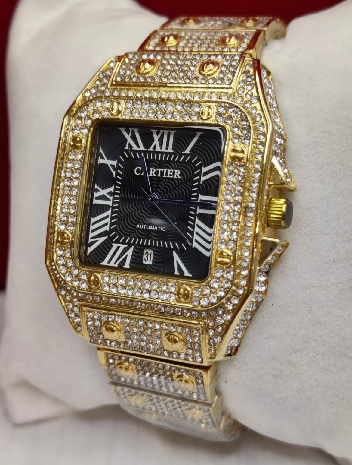 Cartier Stone Watch | Golden | Black Dial