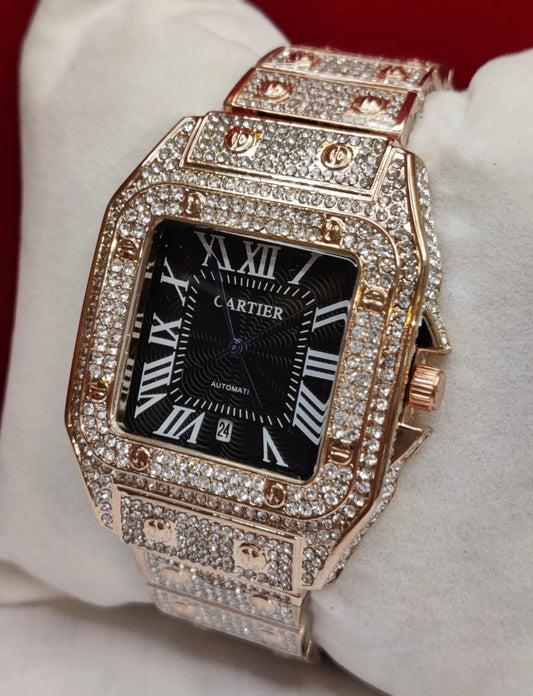 Cartier Stone Watch | Rose Gold | Black Dial